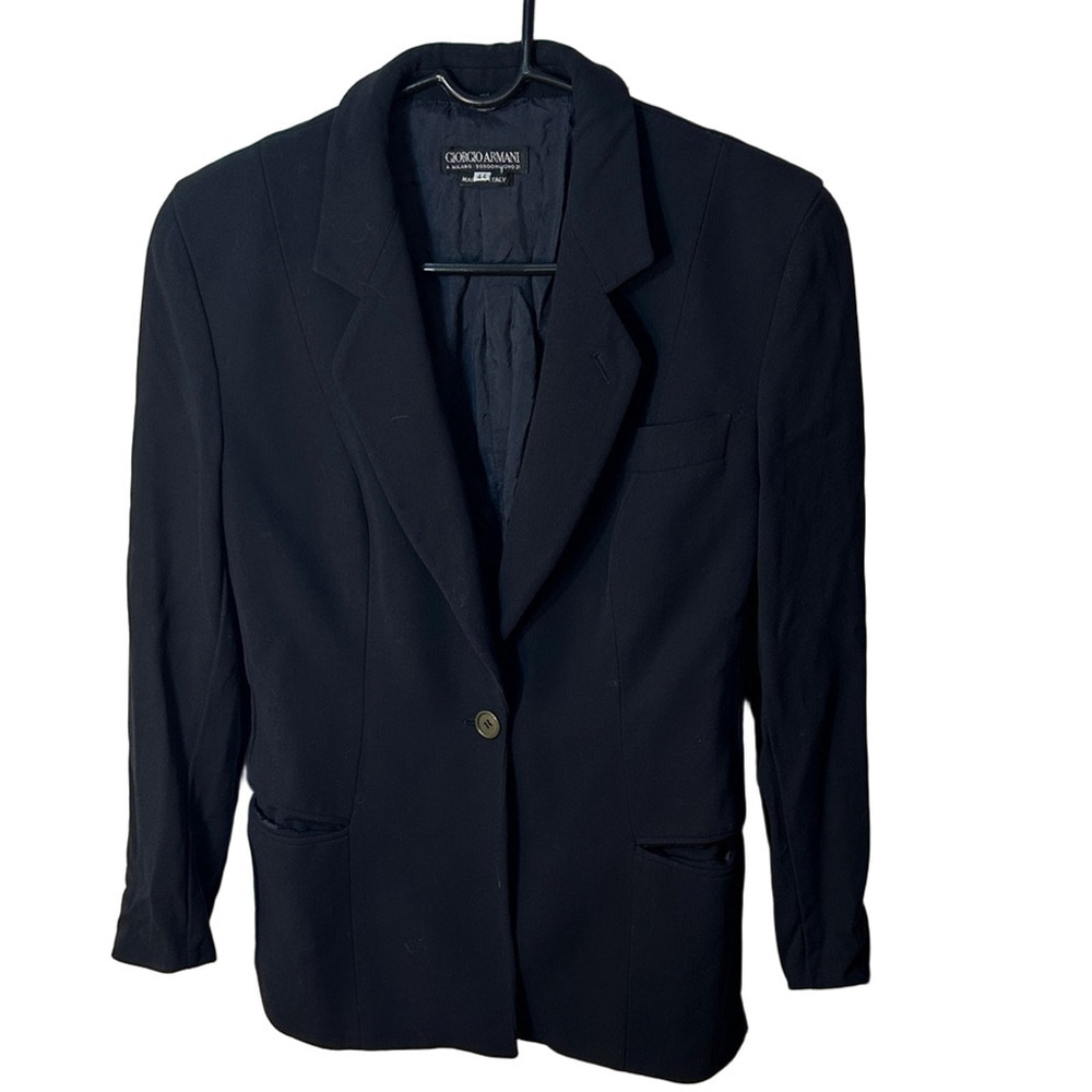 Giorgio Armani black vintage wool 80-90s blazer size 44
